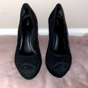 Black Peep Toe Heels